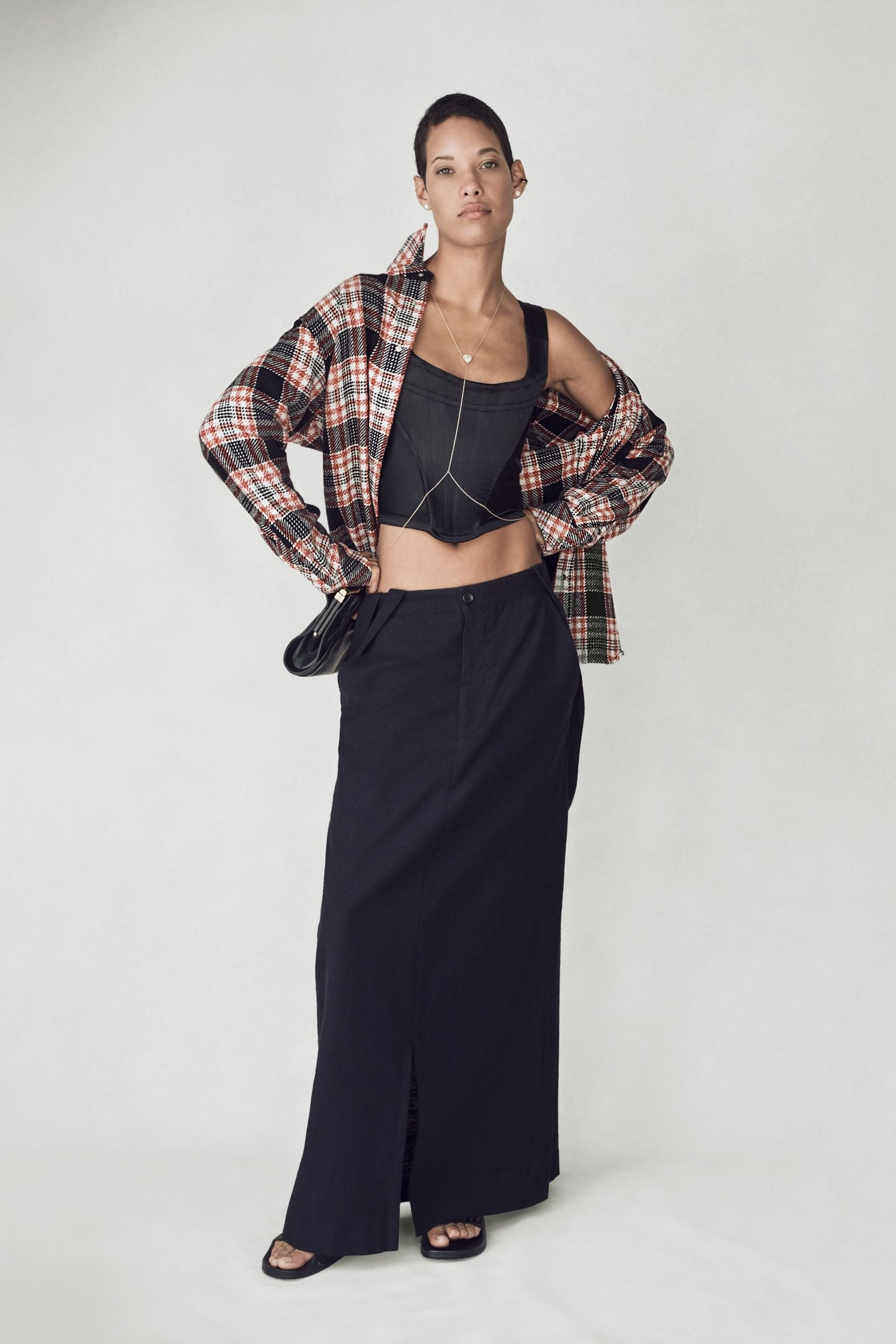 Amber Black Tartan Cashmere Shirt