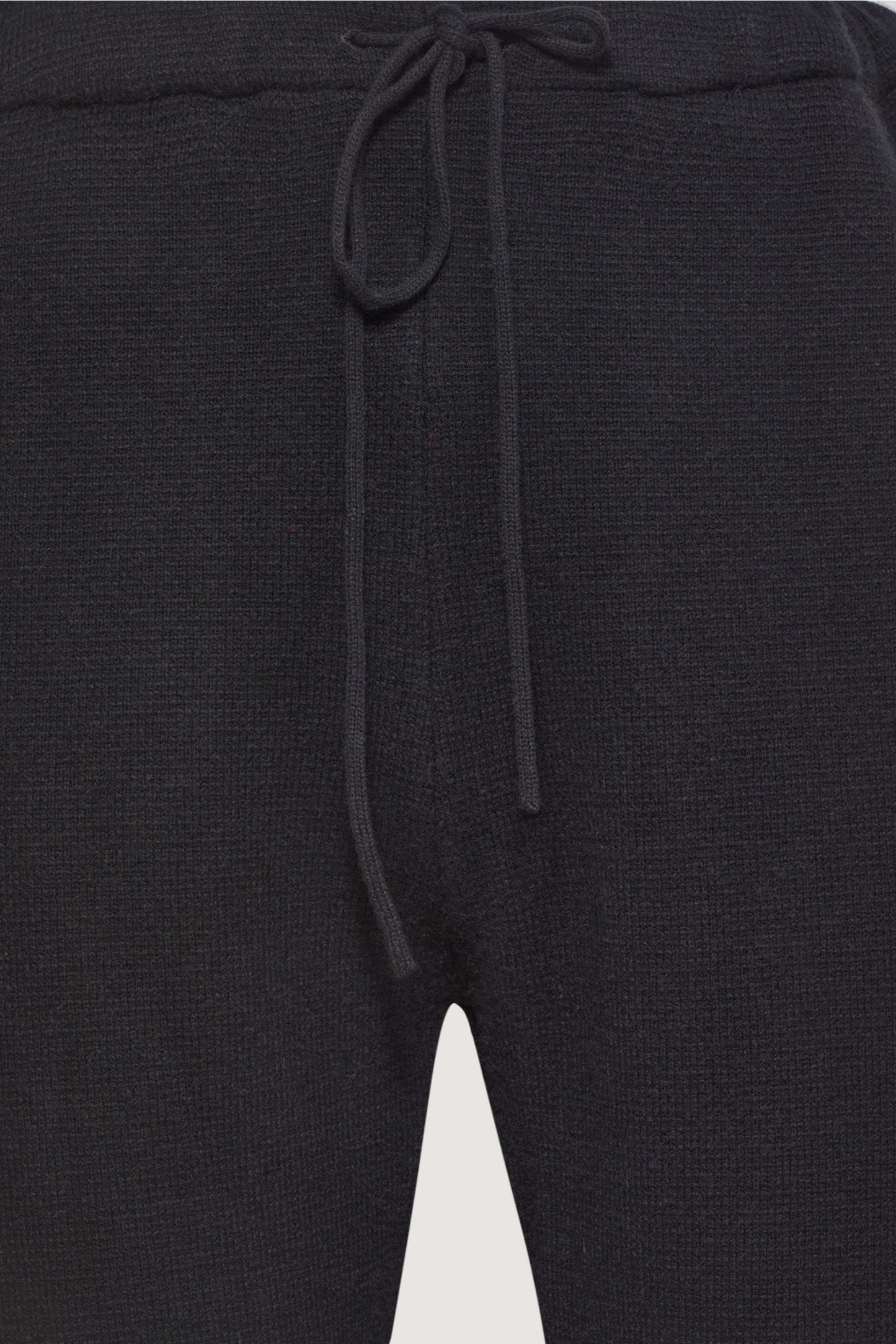 Black Solid Cashmere Pants