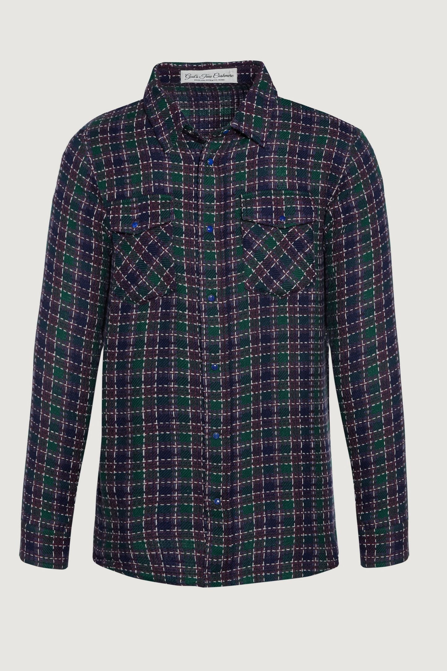 Blue Green Tartan Cashmere Shirt
