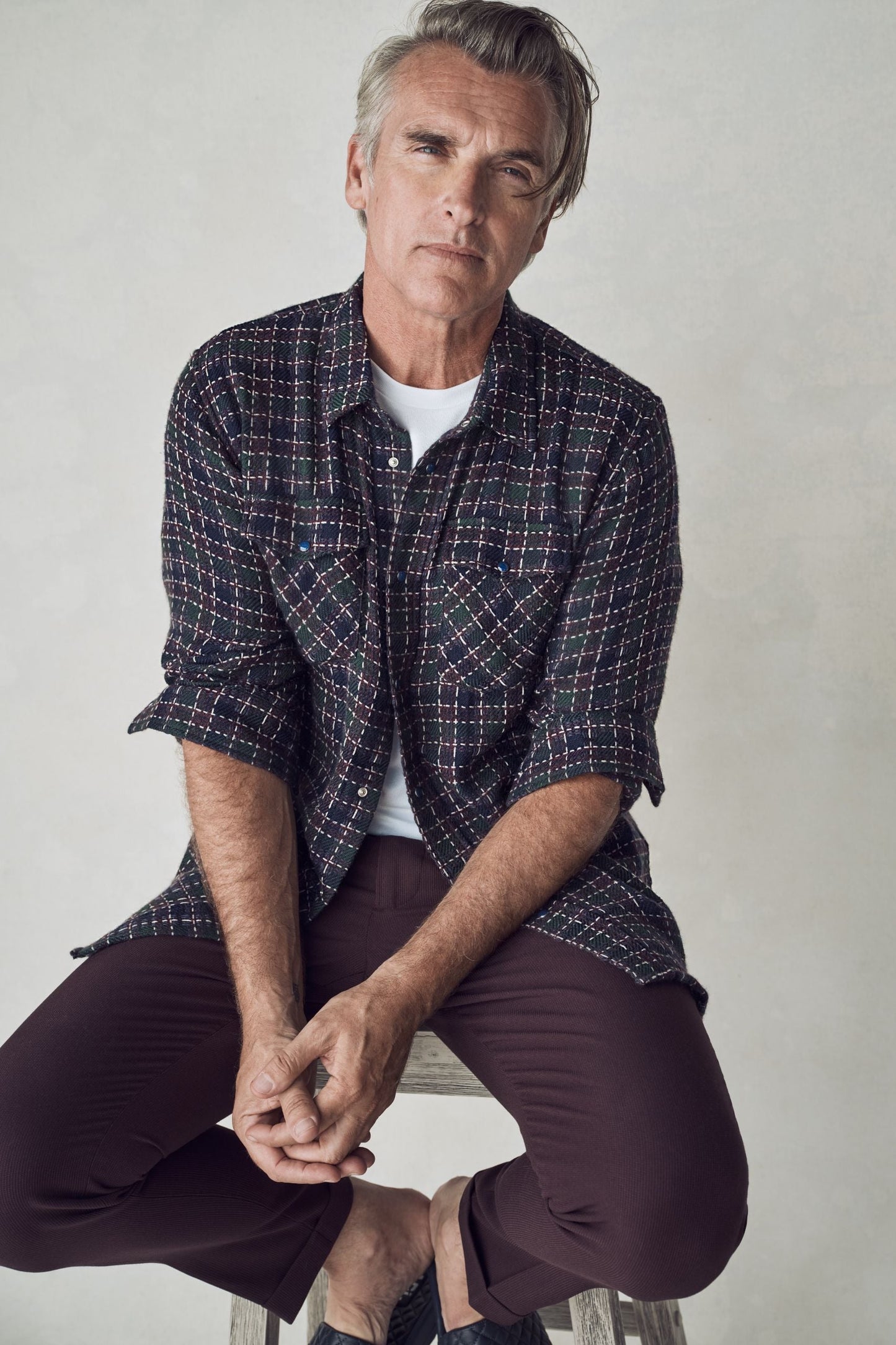 Blue Green Tartan Cashmere Shirt