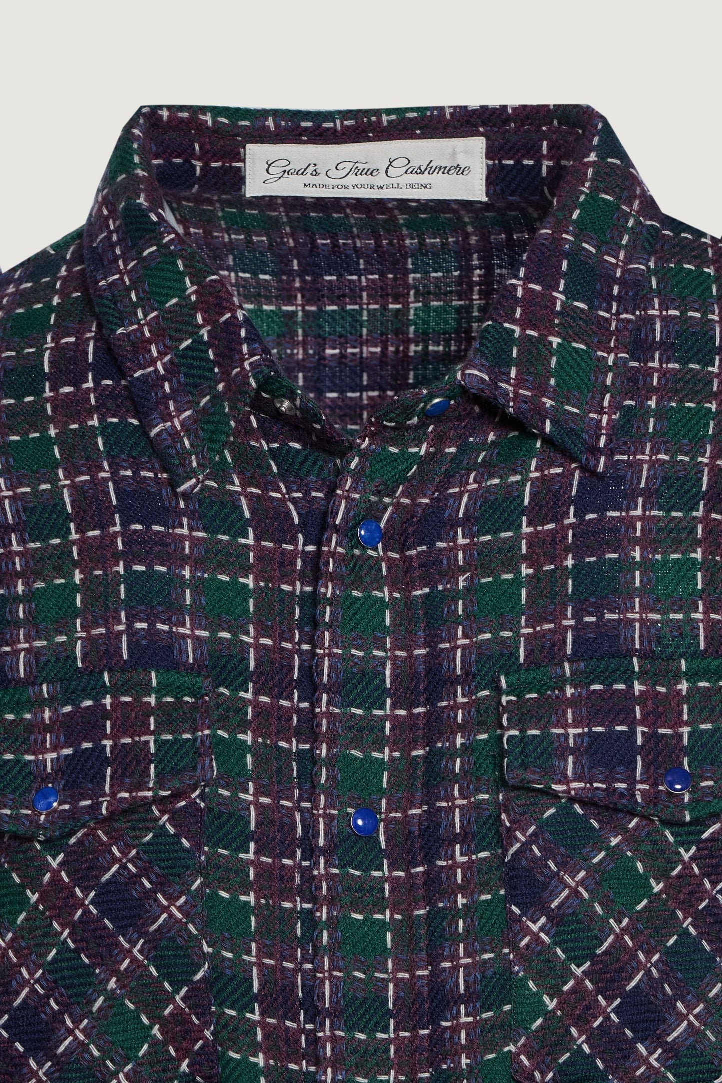 Blue Green Tartan Cashmere Shirt