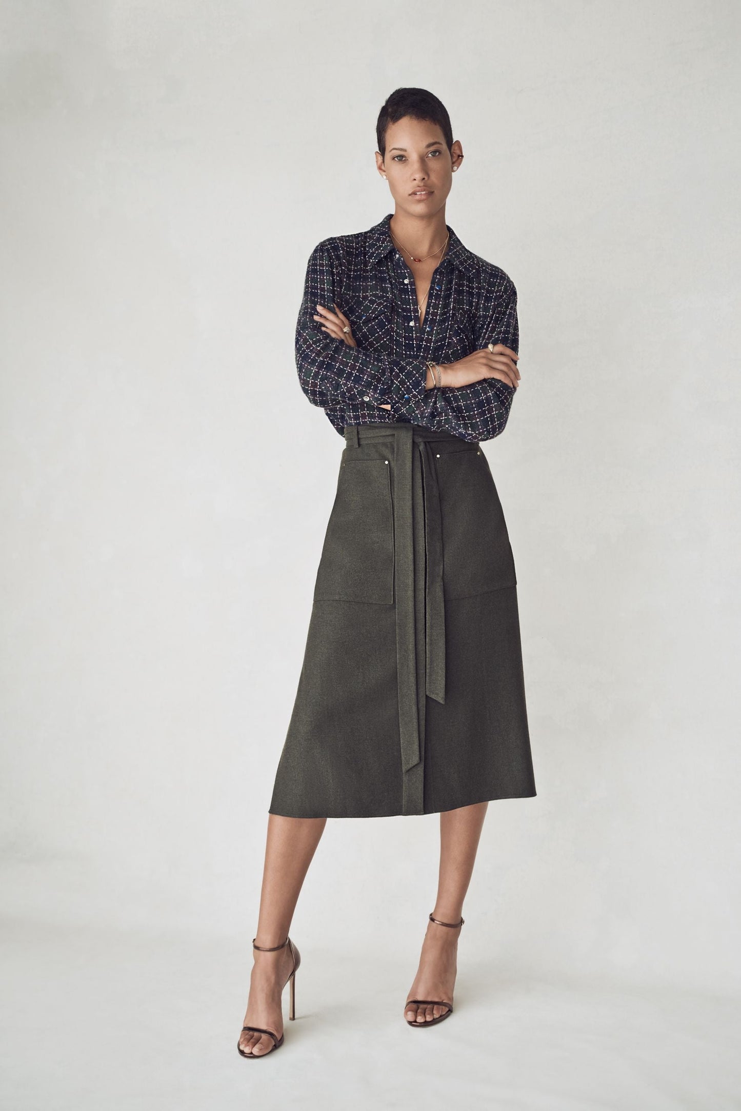 Blue Green Tartan Cashmere Shirt
