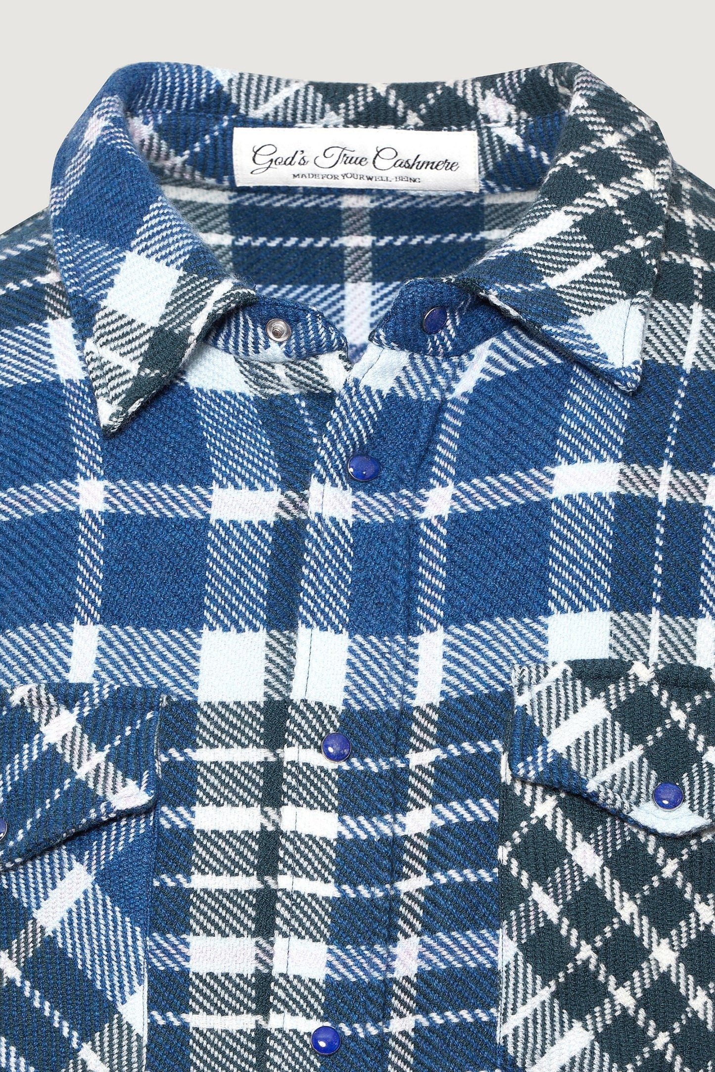 Blue Lilac Tartan Cashmere Shirt