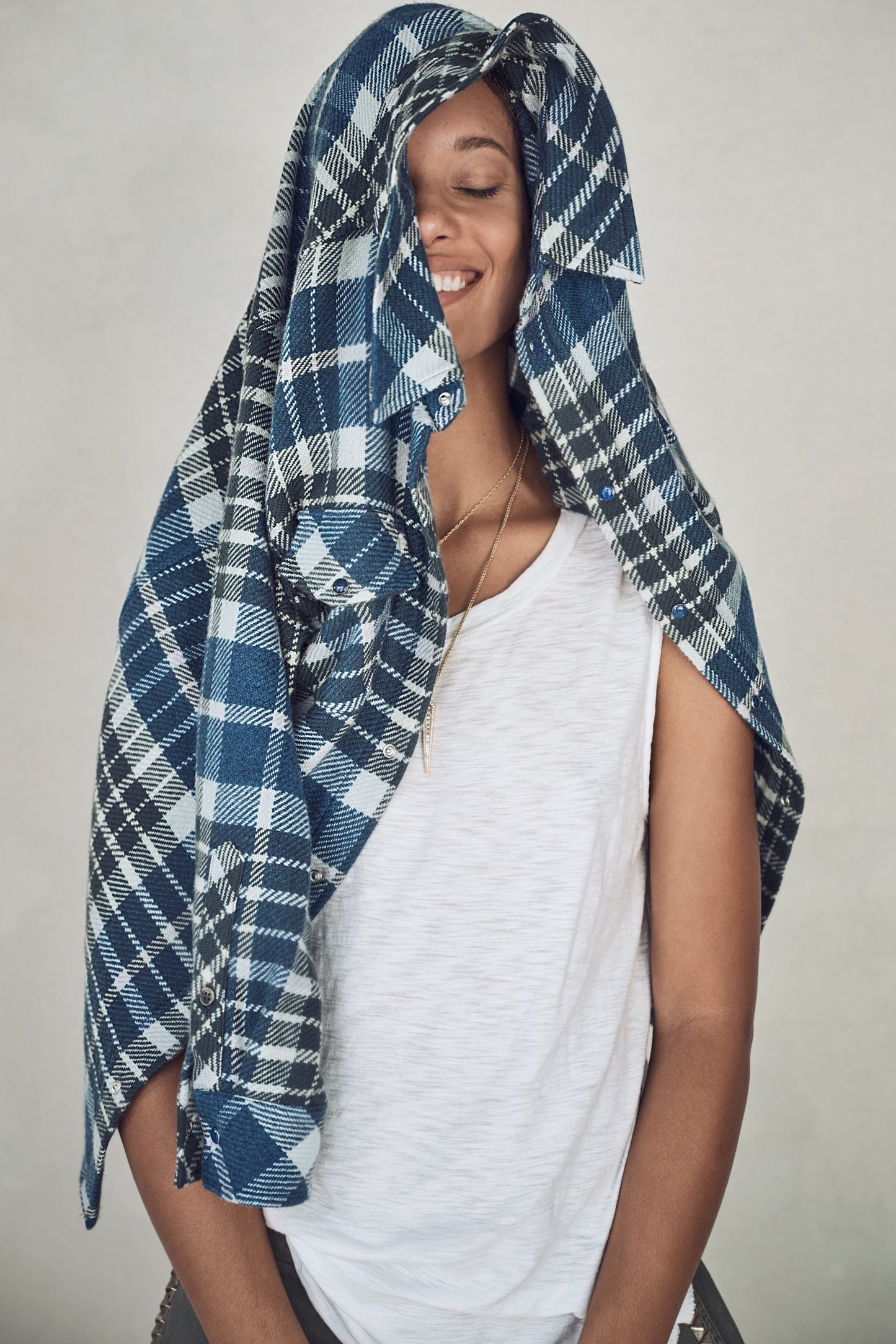Blue Lilac Tartan Cashmere Shirt