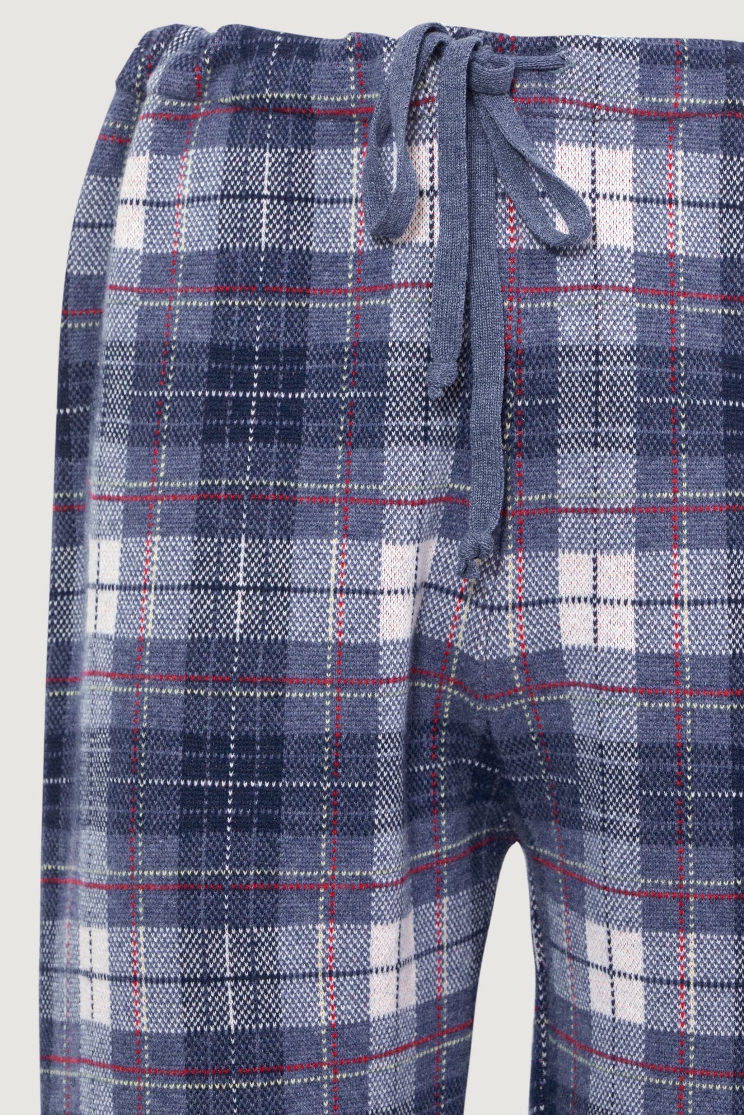 Navy Tartan Cashmere Pants
