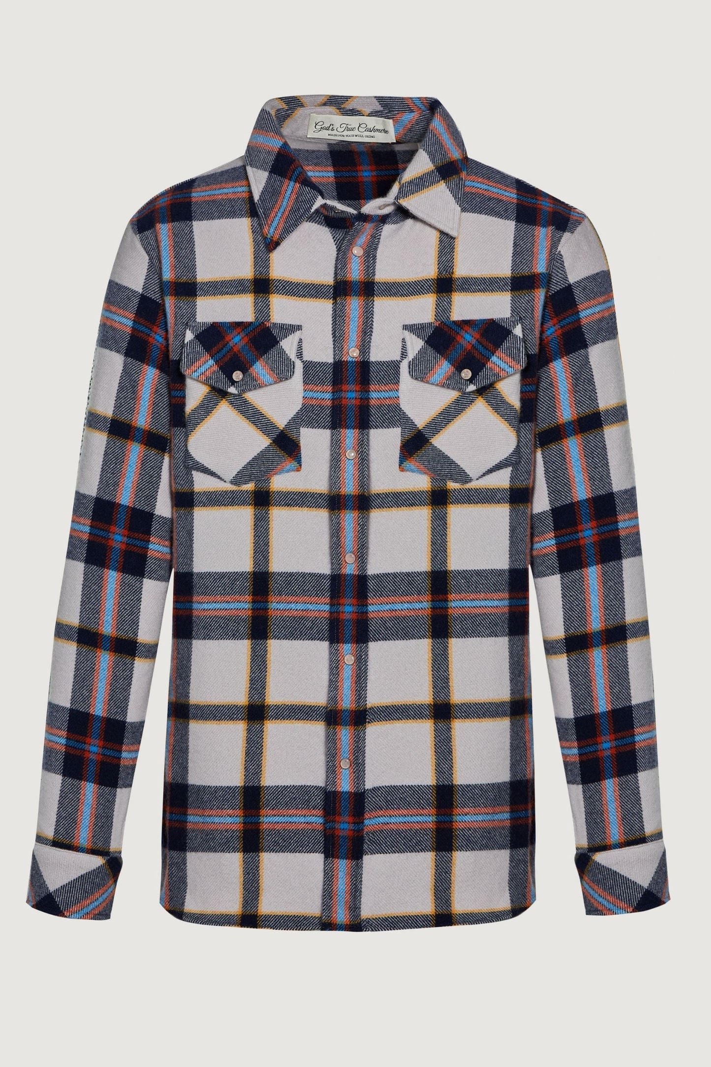 Navy Tartan Cashmere Shirt