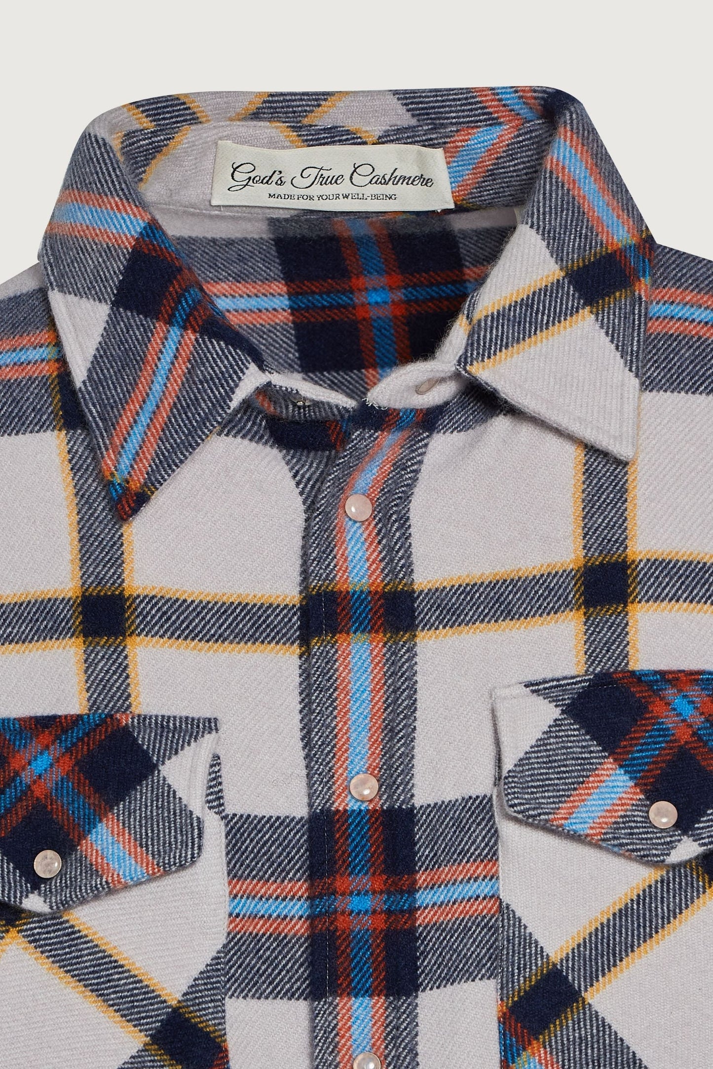 Navy Tartan Cashmere Shirt