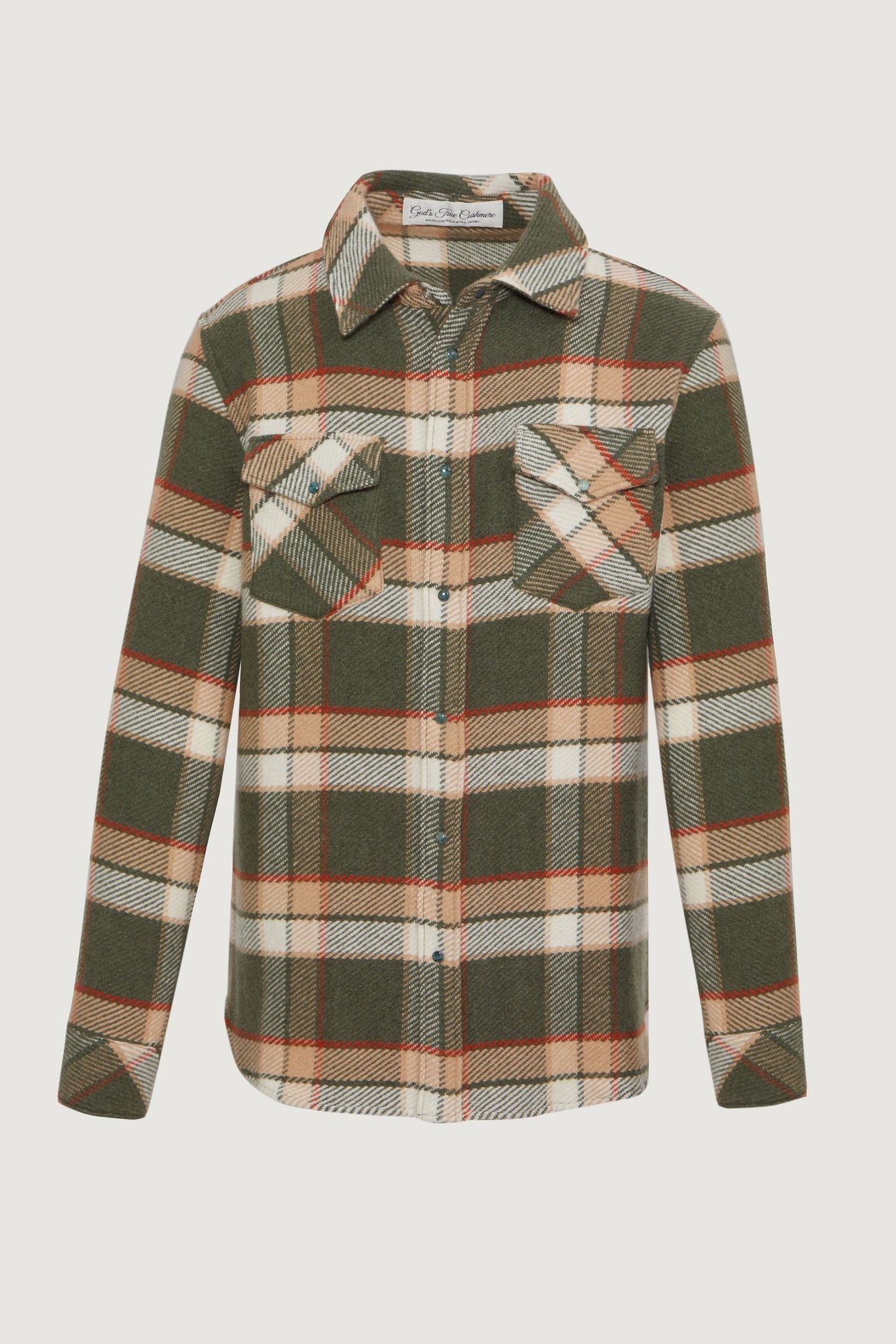 Olive Tartan Cashmere Shirt