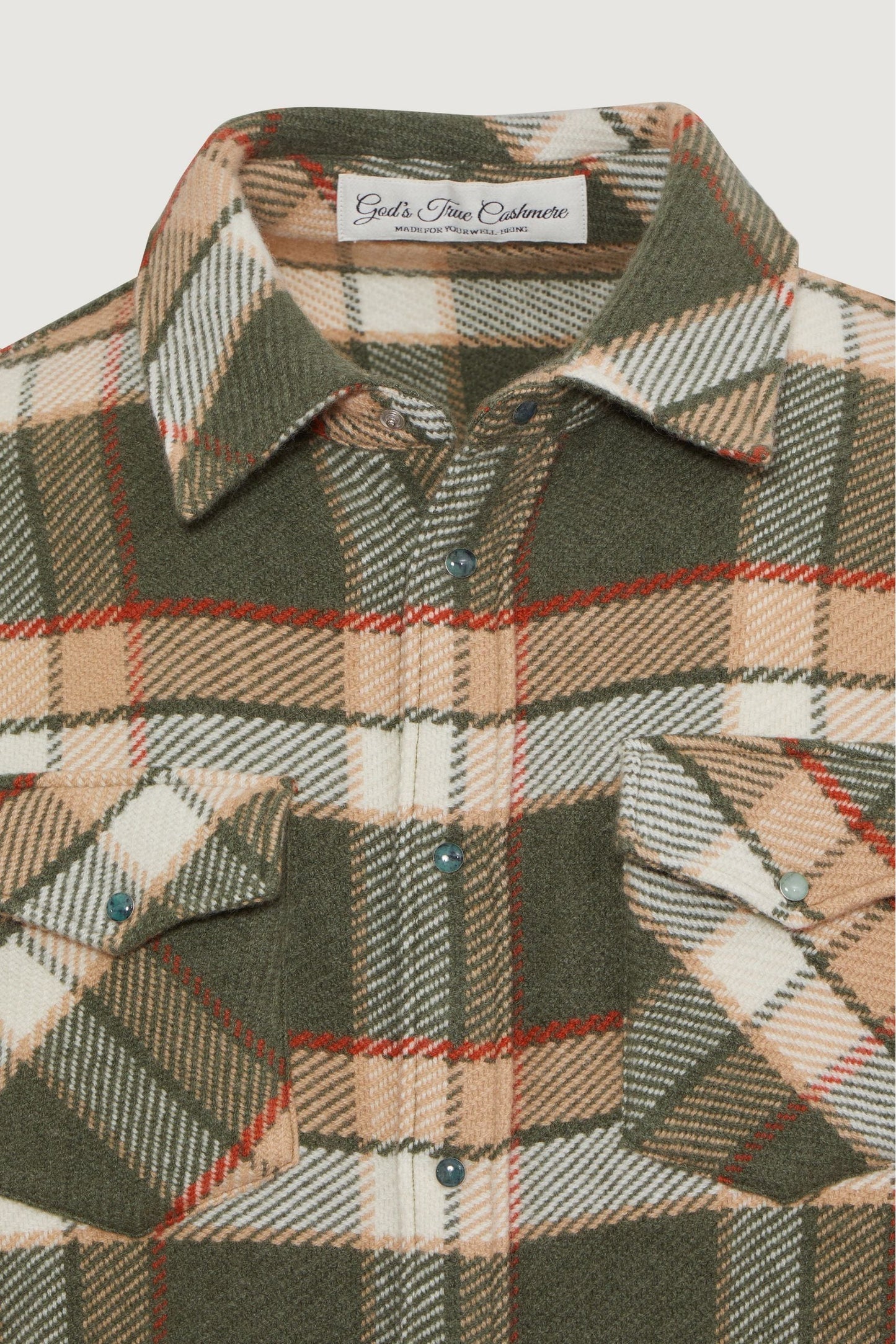 Olive Tartan Cashmere Shirt