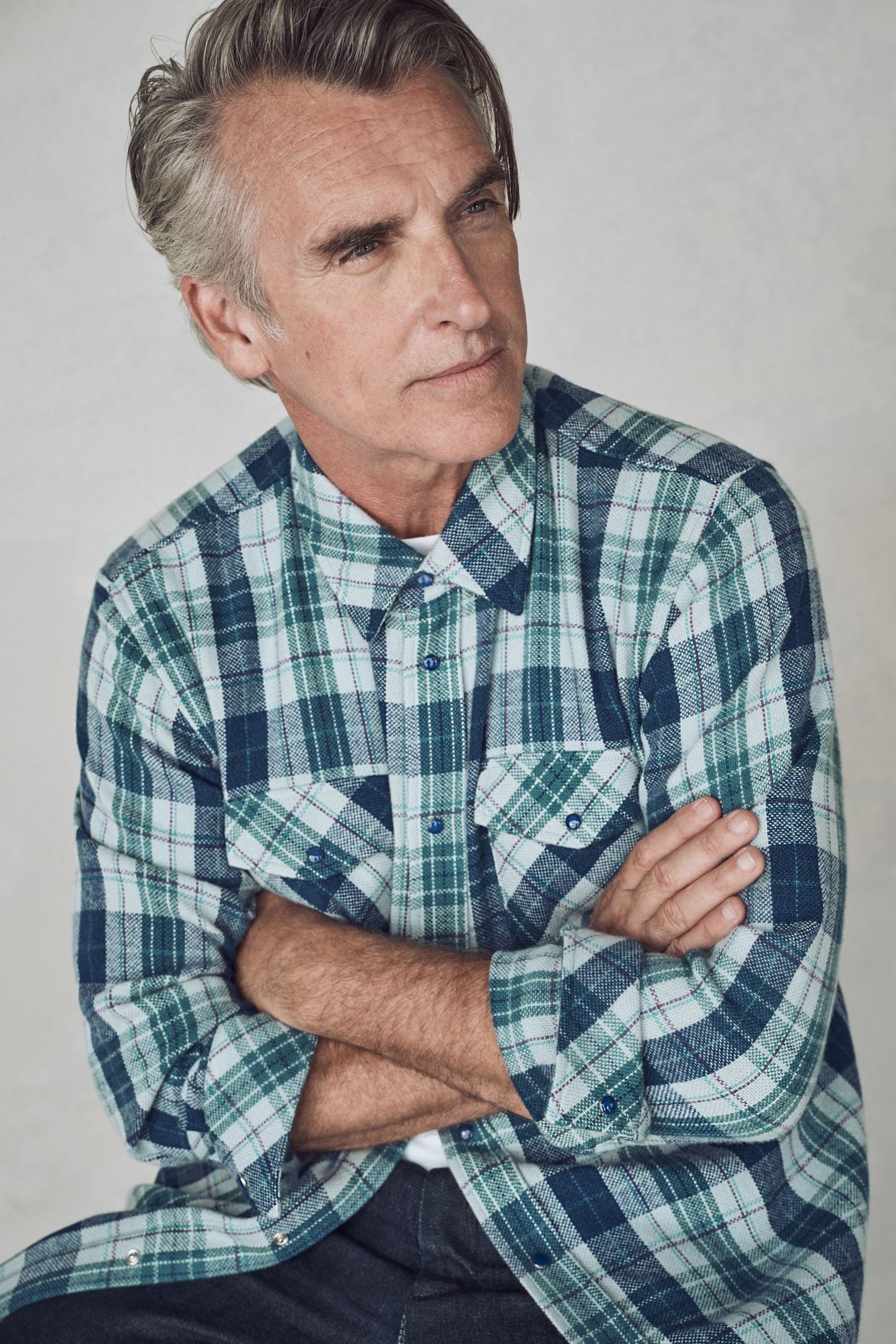 Teal Tartan Cashmere Shirt