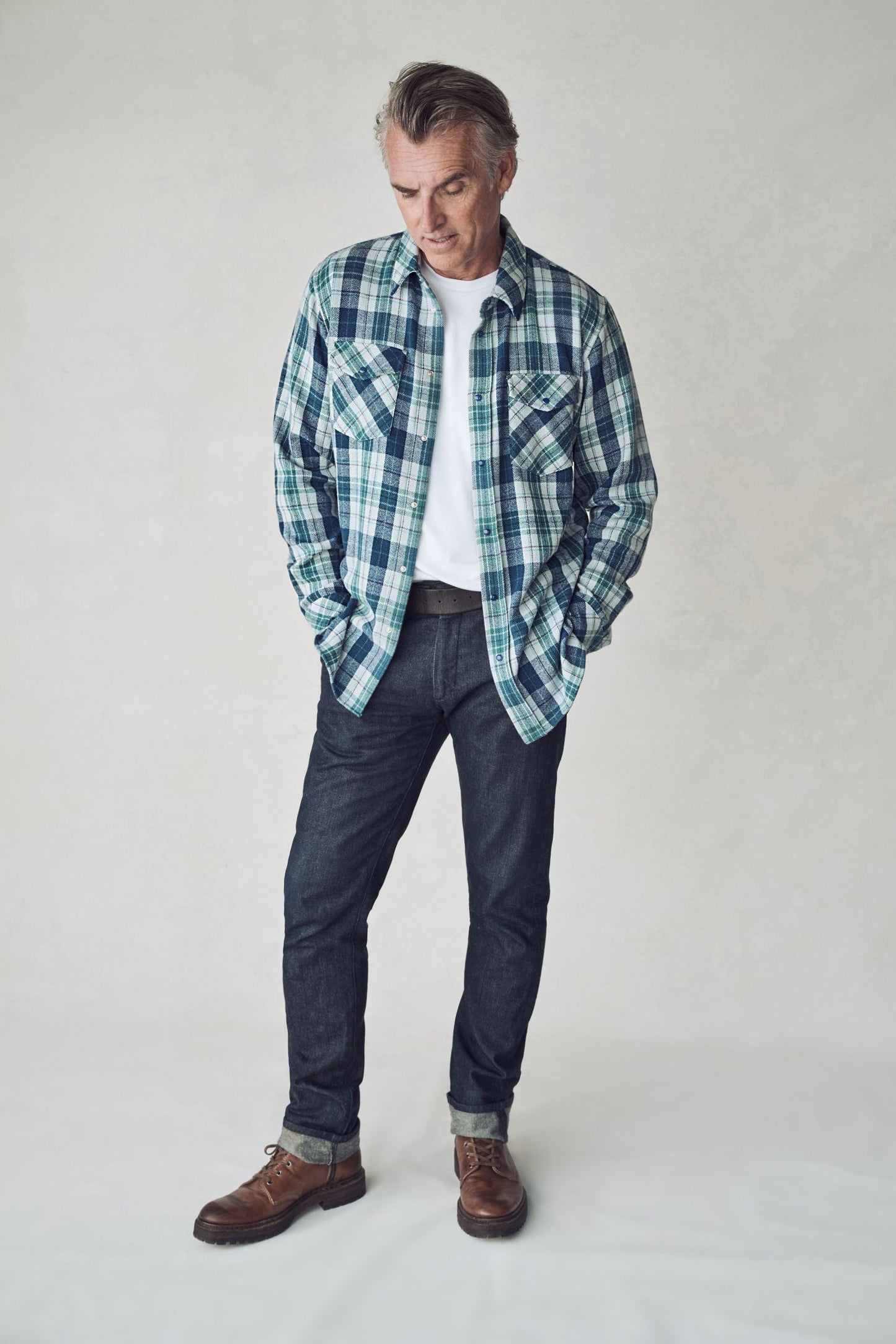 Teal Tartan Cashmere Shirt