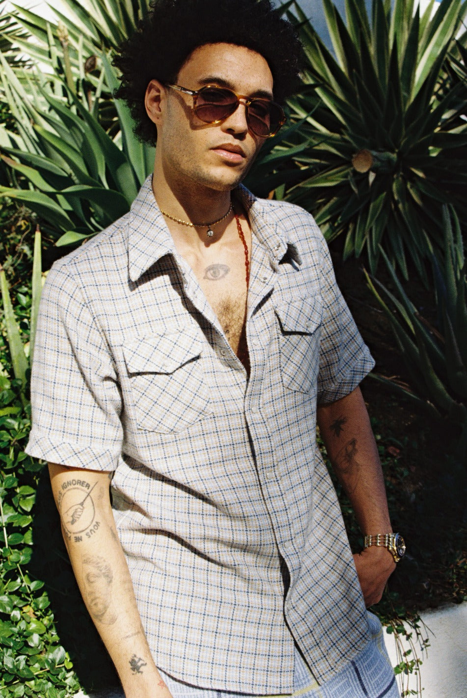 River Tartan Short Sleeve Cashmere Shirt
