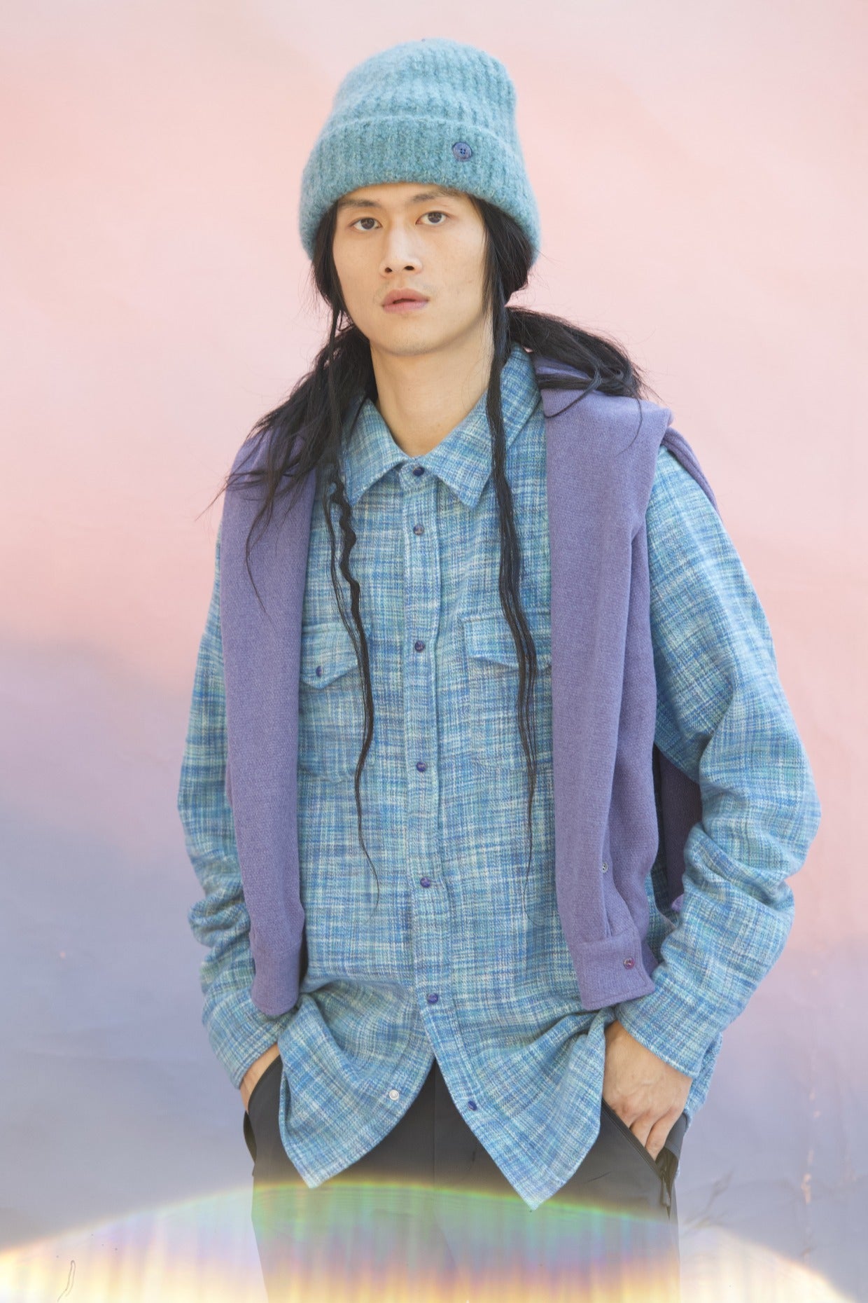 Sapphire Space-Dyed Cashmere Shirt