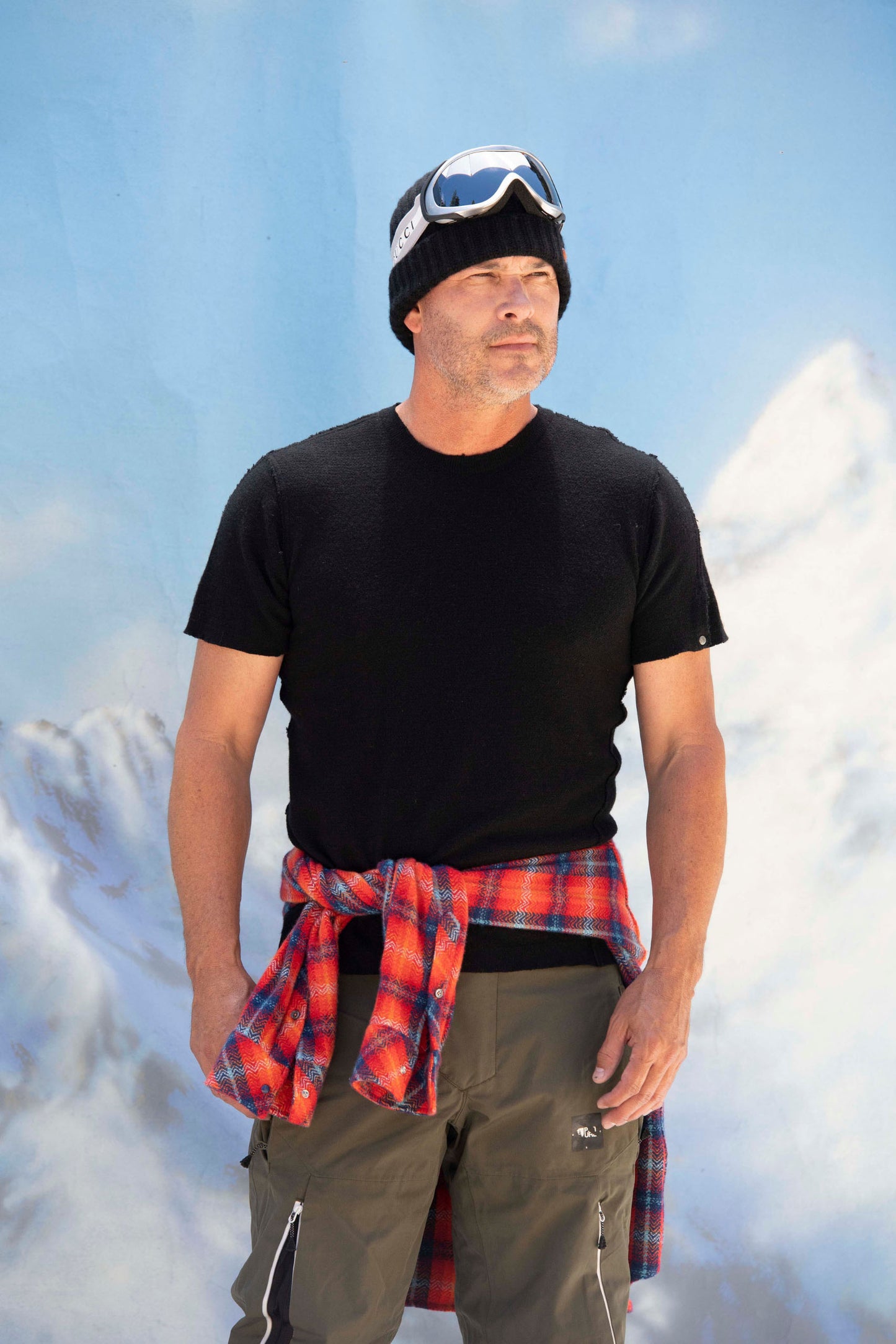 Bubble Gauze Cashmere Knit T-Shirt Black