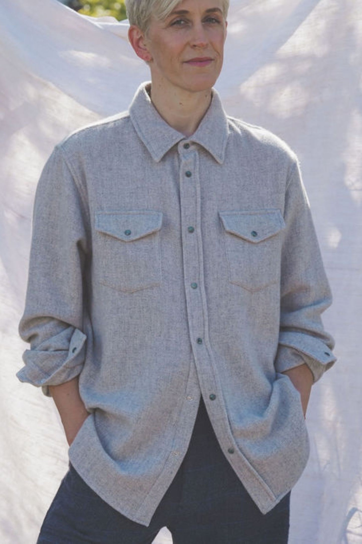 Pearl Grey Melange Cashmere Shirt