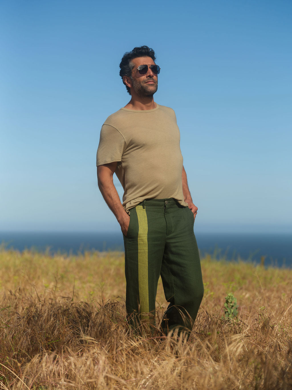 Tan Knit Linen T-Shirt