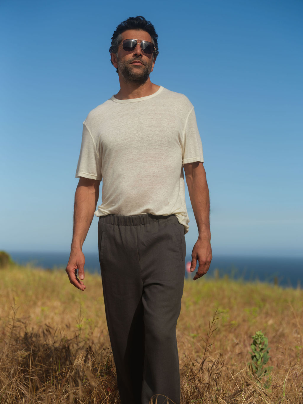 Ivory Knit Linen T-Shirt