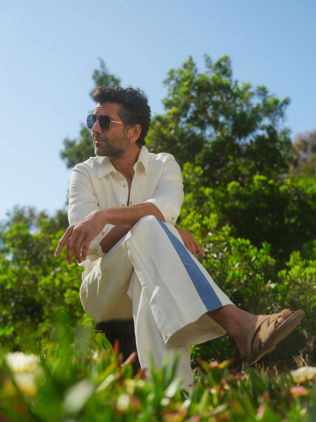 Ivory Racer Linen Pant
