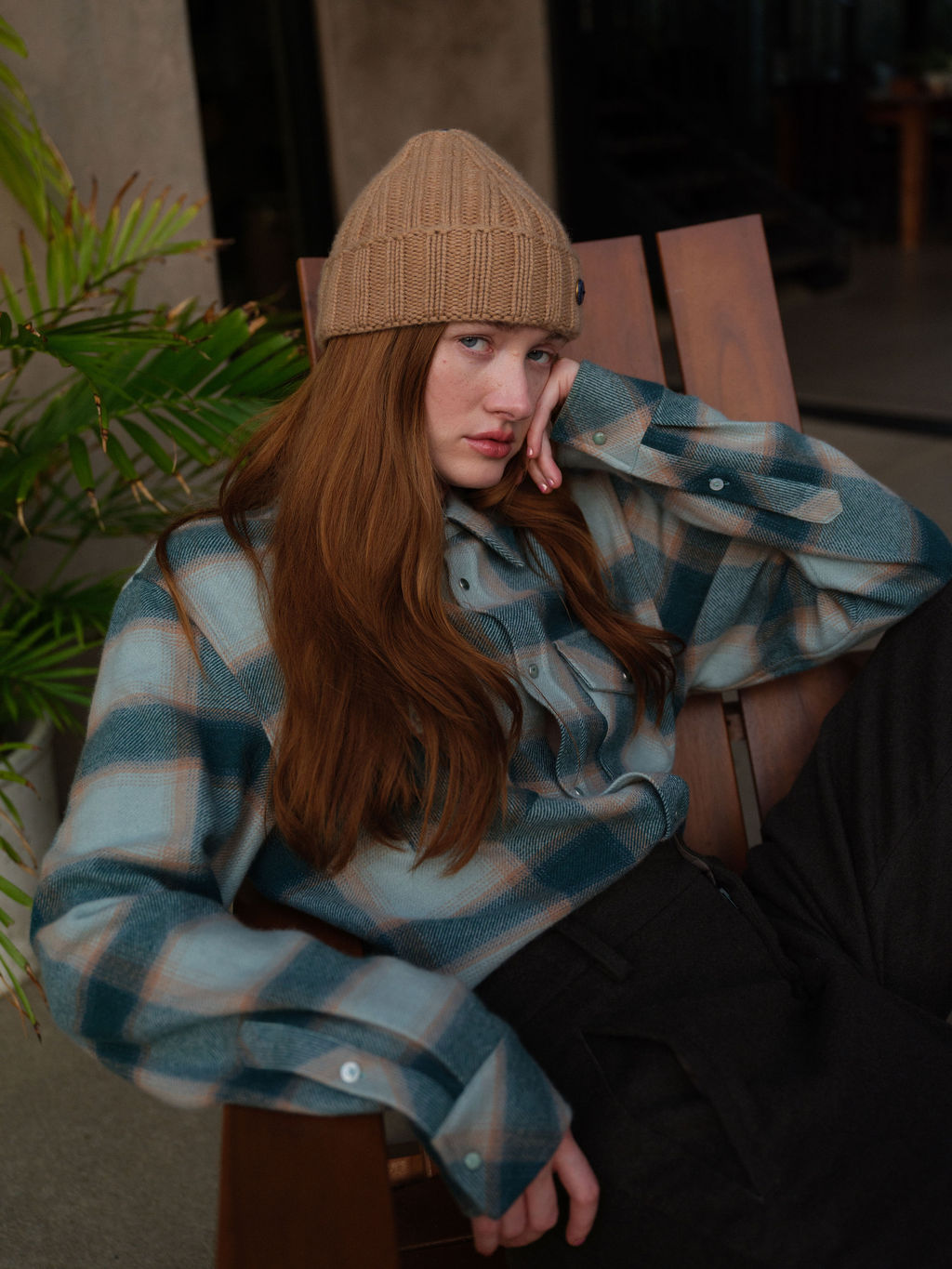 Avocado Shadow Plaid Cashmere Shirt