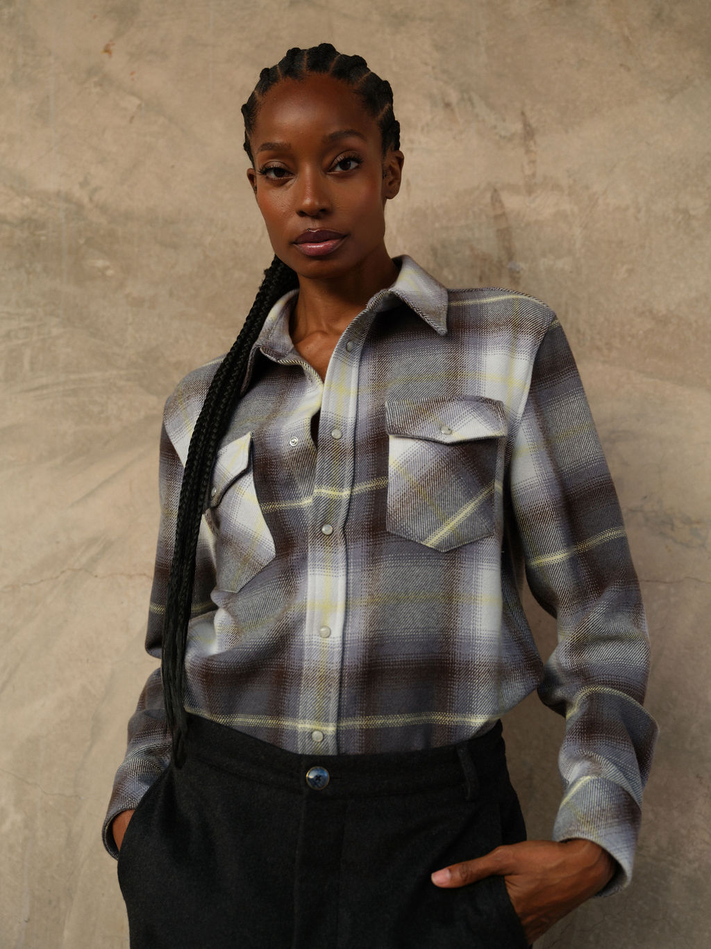 Pewter Shadow Plaid Cashmere Shirt