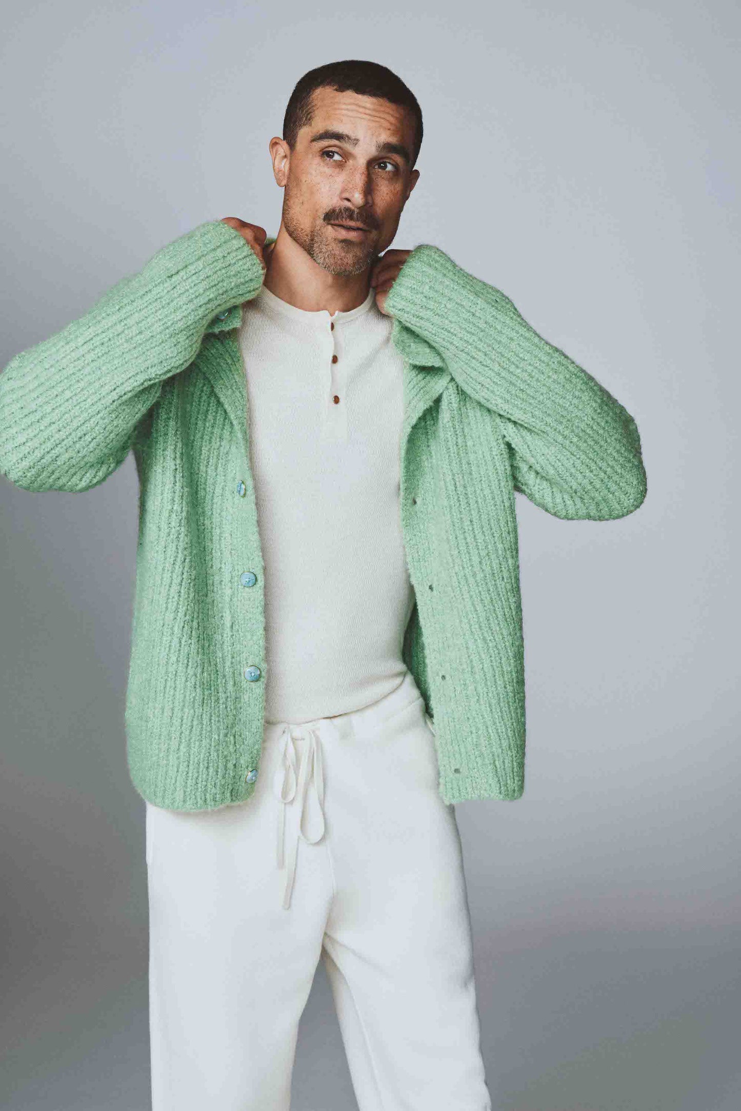 Green Melange Cashmere Cloud Cardigan