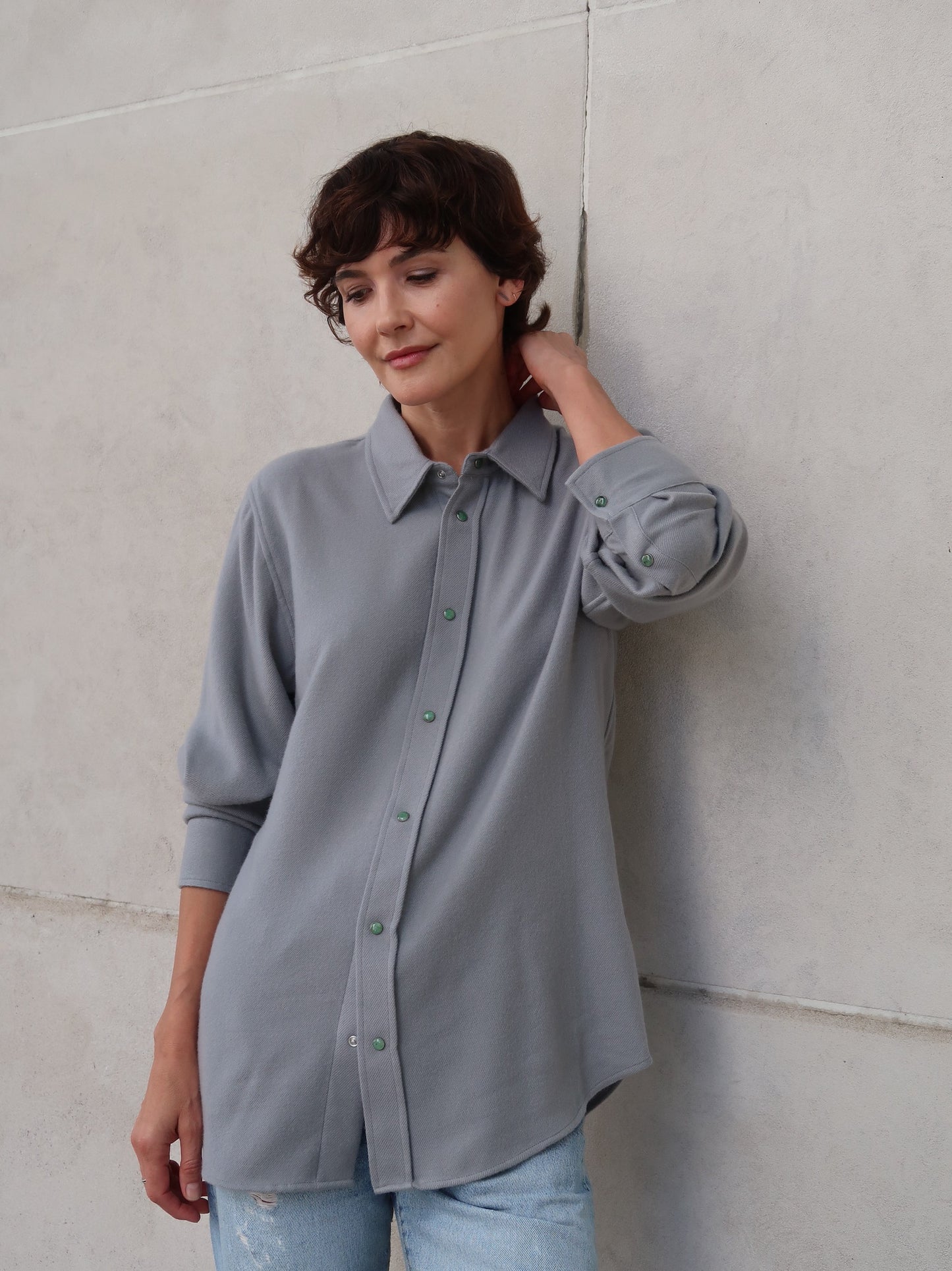 Mid Grey Solid Cashmere Shirt