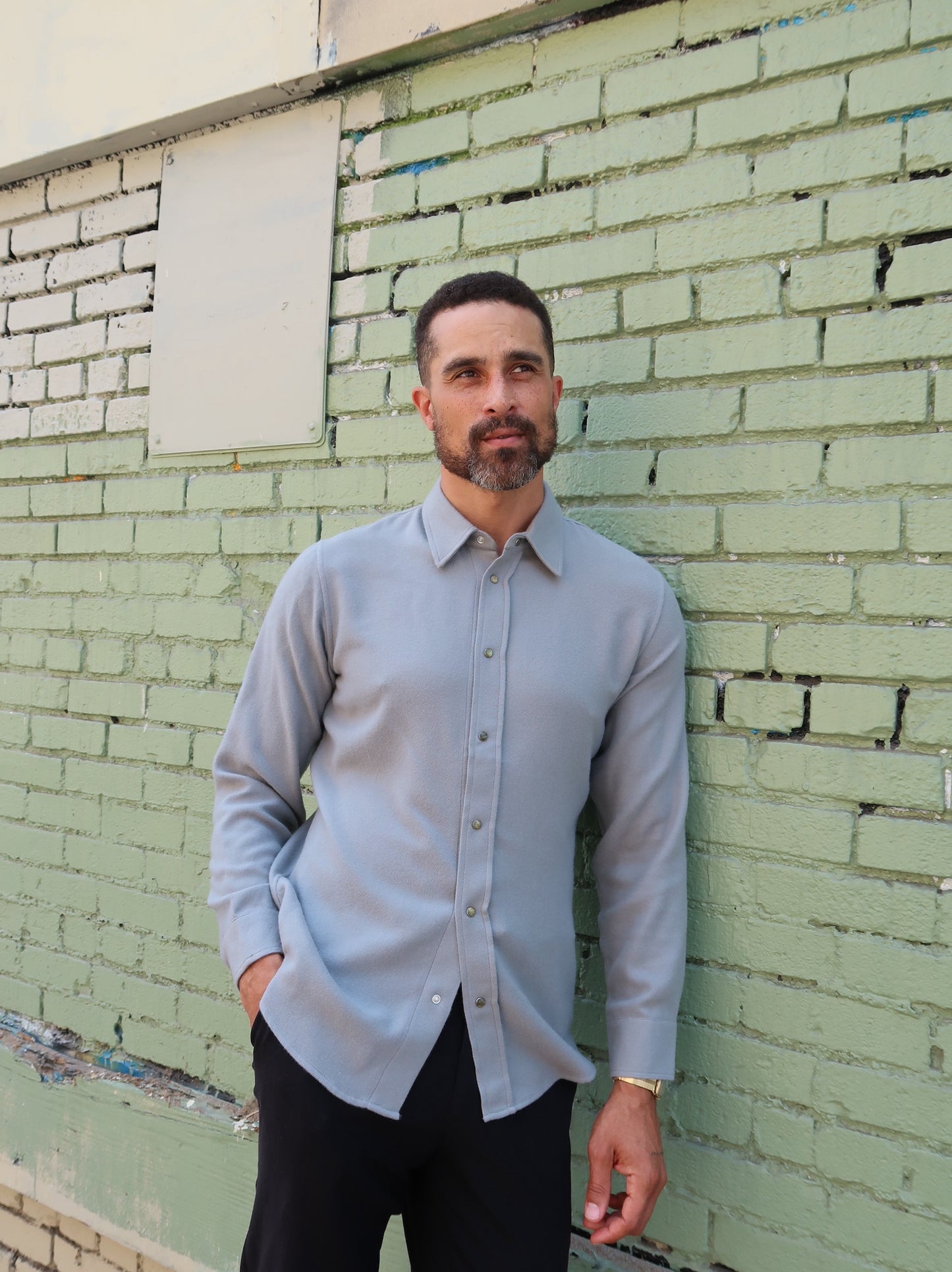 Mid Grey Solid Cashmere Shirt
