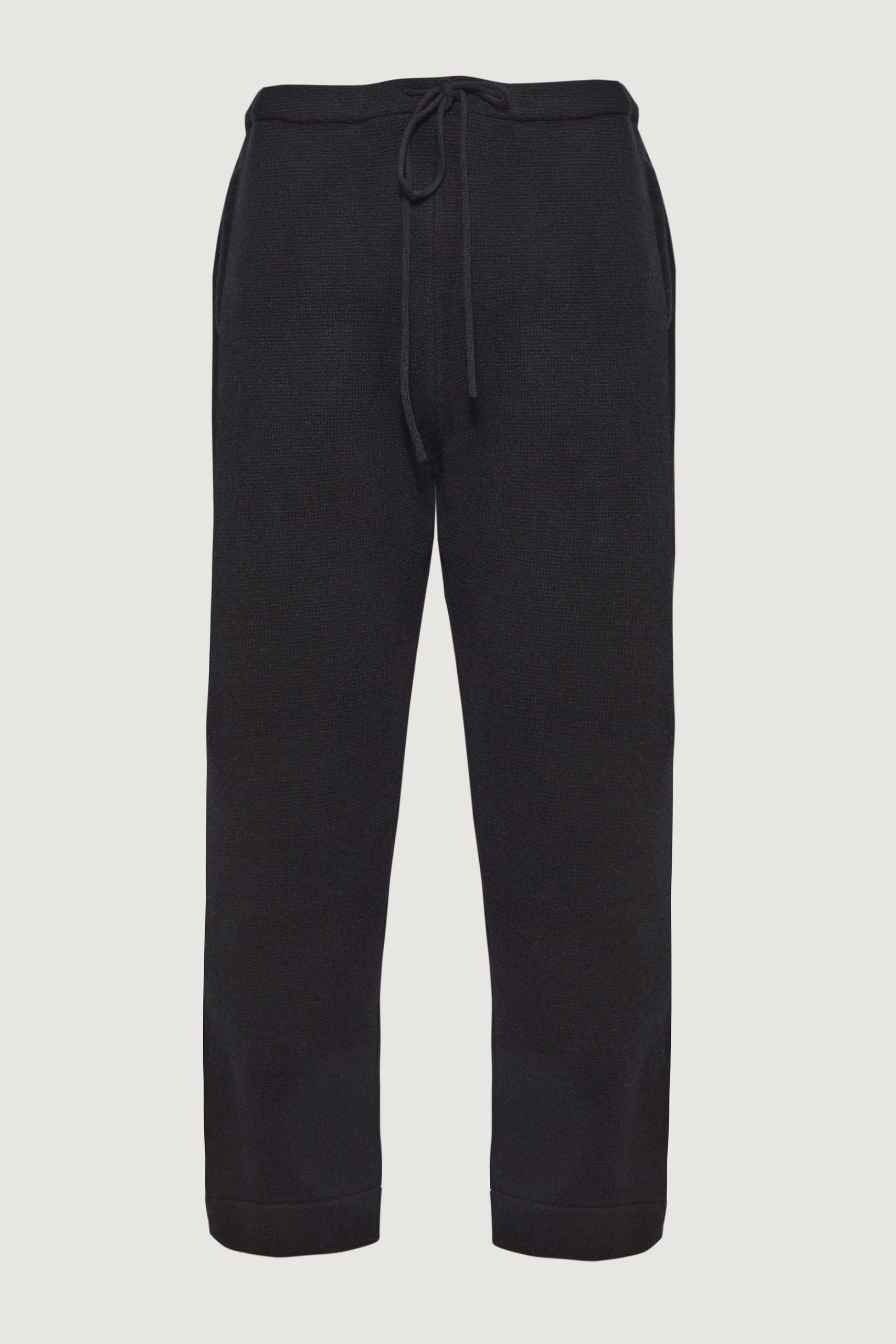 Black Solid Cashmere Pants