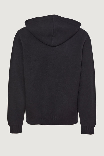 Black Solid Cashmere Hoodie