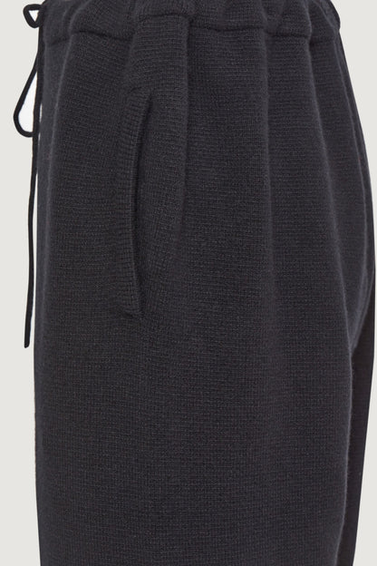 Black Solid Cashmere Pants