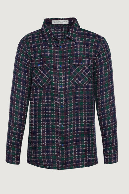 Blue Green Tartan Cashmere Shirt
