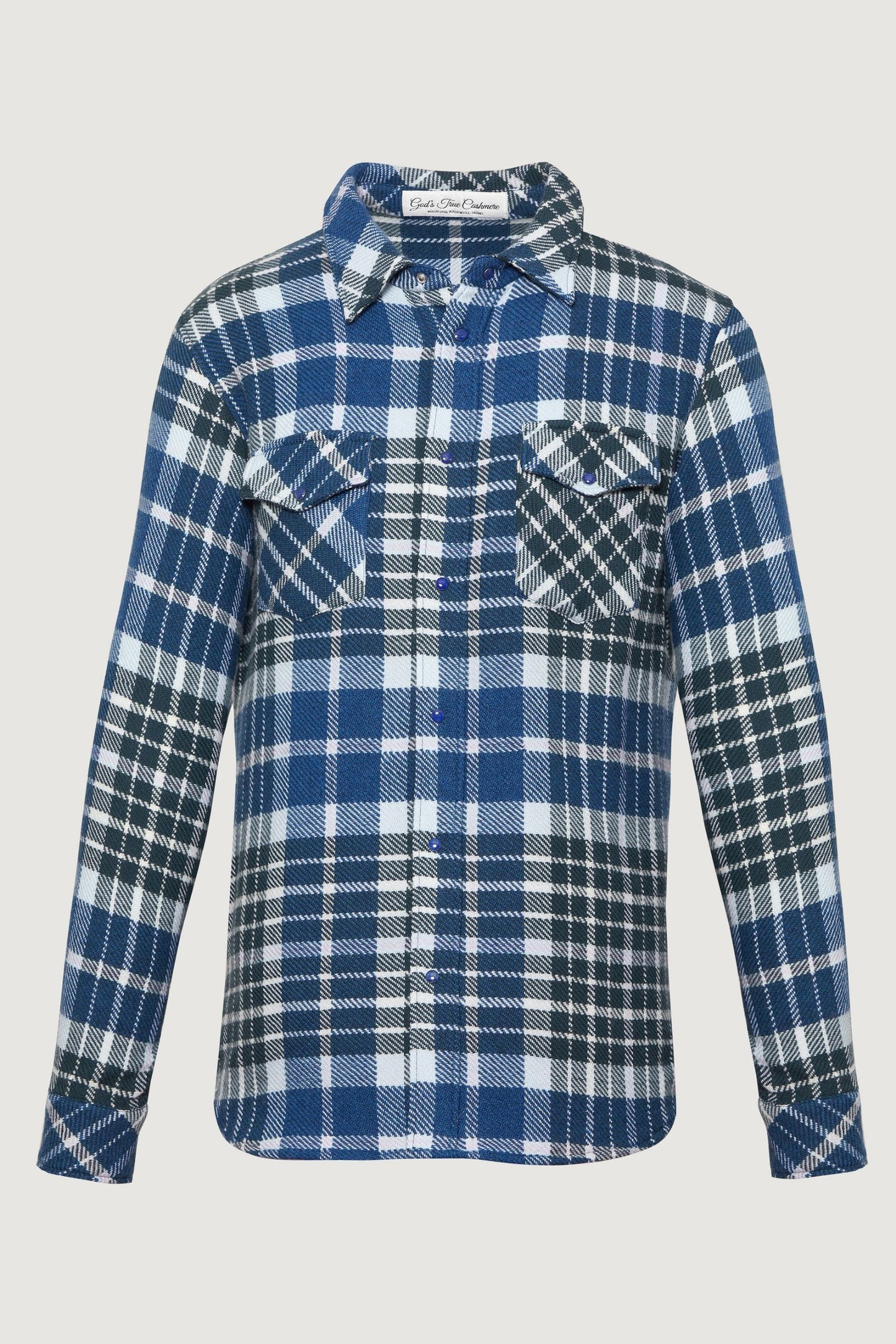 Blue Lilac Tartan Cashmere Shirt