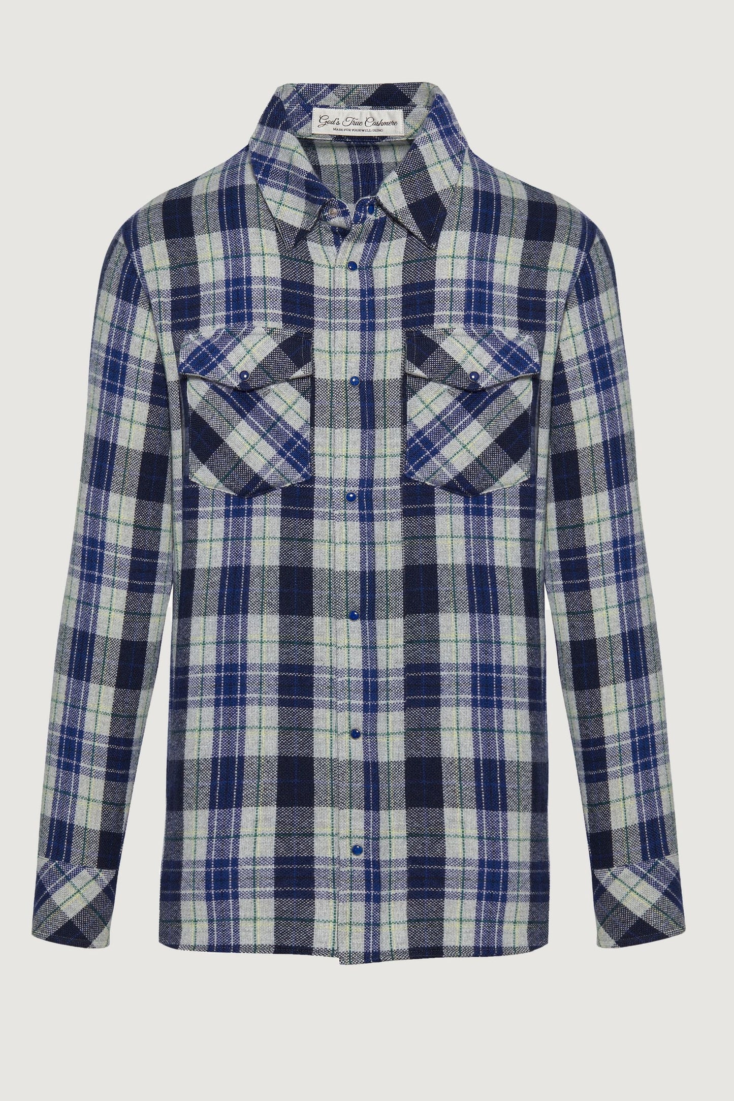 Denim Tartan Cashmere Shirt