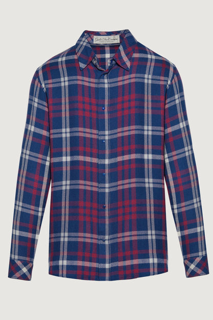 Navy Orchid Tartan Cashmere Shirt