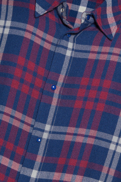 Navy Orchid Tartan Cashmere Shirt