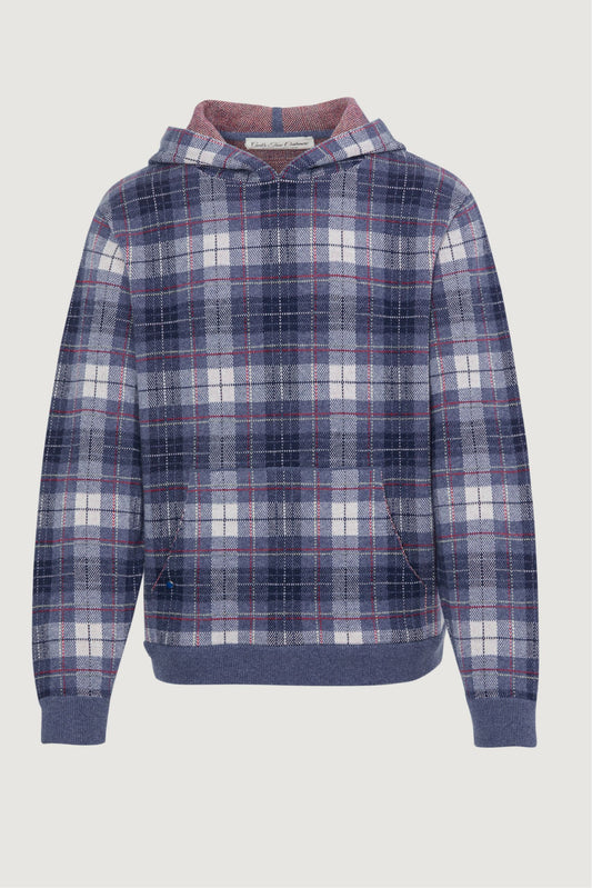 Navy Tartan Cashmere Hoodie