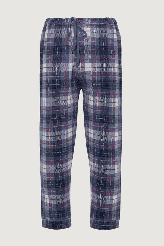 Navy Tartan Cashmere Pants