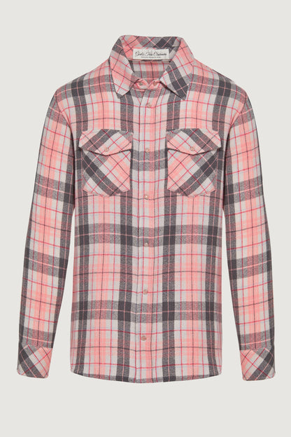 Pink Grey Tartan Cashmere Shirt