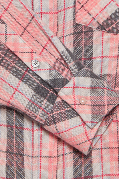 Pink Grey Tartan Cashmere Shirt