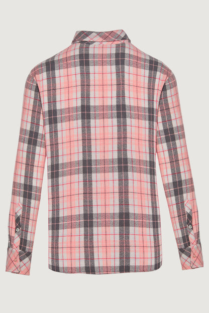 Pink Grey Tartan Cashmere Shirt