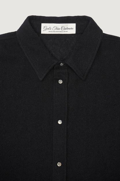 Black Gauze Pocketless Cashmere Shirt