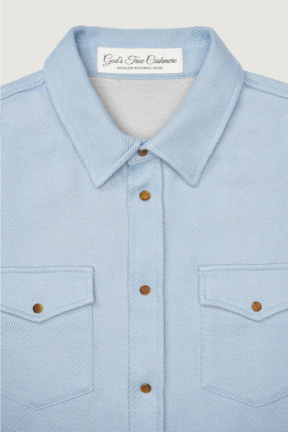 Pale Denim Short Sleeve Cashmere Shirt