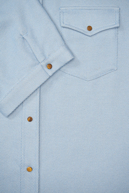 Pale Denim Short Sleeve Cashmere Shirt