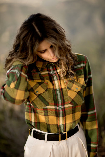 Hunter Green Tartan Cashmere Shirt