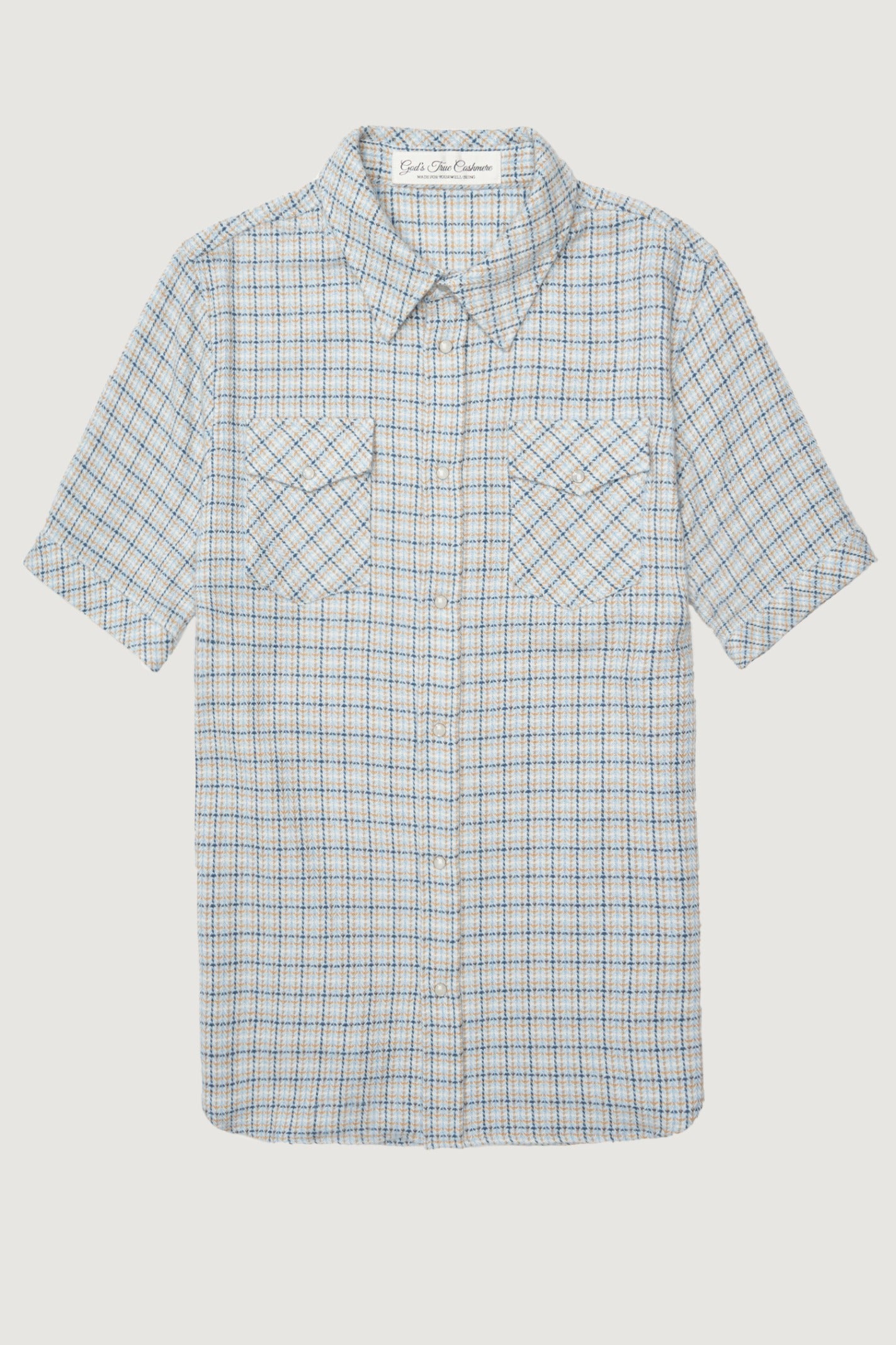 River Tartan Short Sleeve Cashmere Shirt