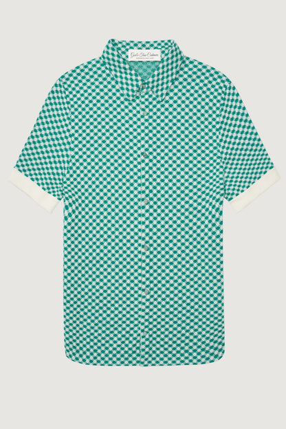 Emerald Dot Cashmere Boat Shirt