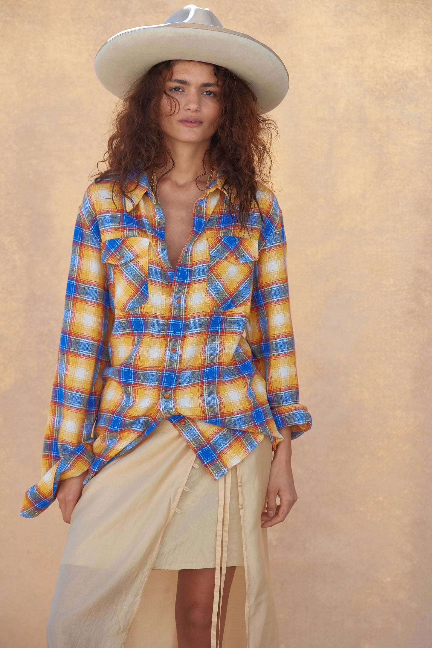 Canyon Sunrise Tartan Cashmere Shirt