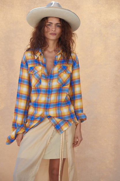 Canyon Sunrise Tartan Cashmere Shirt