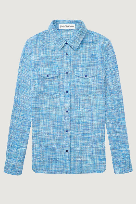 Sapphire Space-Dyed Cashmere Shirt