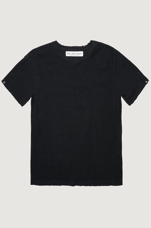 Bubble Gauze Cashmere Knit T-Shirt Black